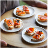 roro 5 Inch Ceramic Handmade Canape Plate, Glossy White Speckled Set of 4