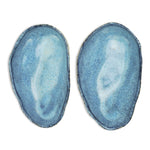 roro Canapé Plate Set of 2, Oyster Design, Reactive Blue Glaze, Microwave, Oven, and Dishwasher Safe Ceramic Serving Plate
