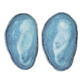 roro Canapé Plate Set of 2, Oyster Design, Reactive Blue Glaze, Microwave, Oven, and Dishwasher Safe Ceramic Serving Plate