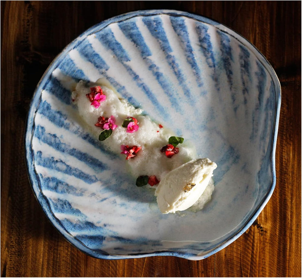 Roro Shell Plate roro Coastal Elegance,11-Inch Blue White Scallop Shaped Dinner Plate,