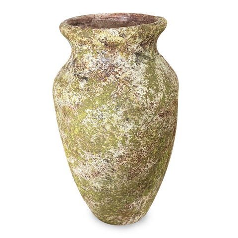 roro Hand-Crafted Green Mossy Classical Asian Antiquity Matte Inspired Ceramic Stoneware Vase