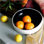 roro 12-Inch Ceramic Centerpiece Bowl, Rustic White and Glossy Black-White Speckled