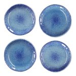 roro 5 Inch Ceramic Handmade Canape Plates, Glossy Coral Blue, Set of 4
