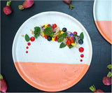 roro Modern Handmade Ceramic Dinnerware (Set of 2), 10.5" Ceramic Dinner Plates, White-Speckled and Salmon Orange Plates, Microwave, Oven and Dishwasher Safe Plates