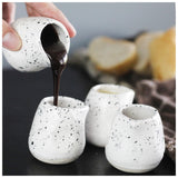 roro Handmade Ceramic Mini Creamer Cups – Set of 4, Dimpled White Matte Speckled Stoneware