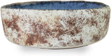 roro Handmade Ceramic Bowl with Lipped Edge, 8-Inch - Rustic Antique Brown & Reactive Blue, Lead-Free, Cadmium-Free, Artisan Dining & Decor