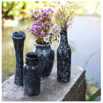 roro 10.5-Inch Modern Contemporary Handmade Ceramic Bottle-Shaped Vase - Black Granite Finish, Ceramic Vase for Living Room, Bedroom, Display, and Stem Flower Arrangements