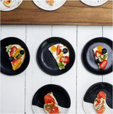 roro 5-Inch Semi Matte Black Small Canape Plates (Set of 4), Microwave, Oven, Dishwasher Safe Ceramic Plates, Small Serving Plates, Small Ceramic Appetizer Plates