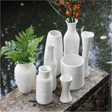 roro Handmade Rustic 5 inch Rustic White Classic Ceramic, Small Houglass Shaped Vase