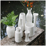 roro Hourglass Shaped Vase - Handmade 10-Inch Rustic White Classic Ceramic