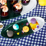 Handmade Ceramic Stoneware Plates - 11-inch Oval, Two-Tone Green & White Speckled Design, Set of 2 - Ideal for Food Presentation