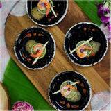 roro Ceramic Tableware, Assorted Sets, Rustic White and Glossy Jet-Black Speckled, Hand Glazed, Microwave and Dishwasher Safe (Canape x 4)