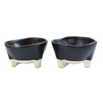 roro Ceramic Stoneware Handmade Matte Black Molcajete Sauce | Salsa Guacamole Bowls, Set of 2