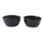 roro Handmade Glossy Black Wavetop Ceramic Canape & Sauce Bowls - 3.5 Inch Bowls Set of 2