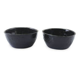 roro Handmade Glossy Black Wavetop Ceramic Canape & Sauce Bowls - 3.5 Inch Bowls Set of 2