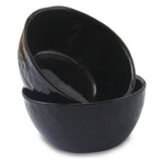 roro Handmade Glossy Black Wavetop Ceramic Canape & Sauce Bowls - 3.5 Inch Bowls Set of 2