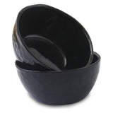 roro Handmade Glossy Black Wavetop Ceramic Canape & Sauce Bowls - 3.5 Inch Bowls Set of 2