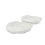 roro Handmade Ceramic Stoneware Oyster-Inspired Glossy White Canape Plates, 5.5 Inch | Perfect for Sushi, Tapas, Bruschetta & Appetizers Set of 2