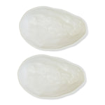 roro Handmade Ceramic Stoneware Oyster-Inspired Glossy White Canape Plates, 5.5 Inch | Perfect for Sushi, Tapas, Bruschetta & Appetizers Set of 2