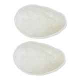 roro Handmade Ceramic Stoneware Oyster-Inspired Glossy White Canape Plates, 5.5 Inch | Perfect for Sushi, Tapas, Bruschetta & Appetizers Set of 2