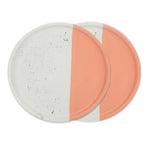 roro 7-Inch Ceramic Appetizer Plate Set of 2, Two-Tone White and Salmon Orange