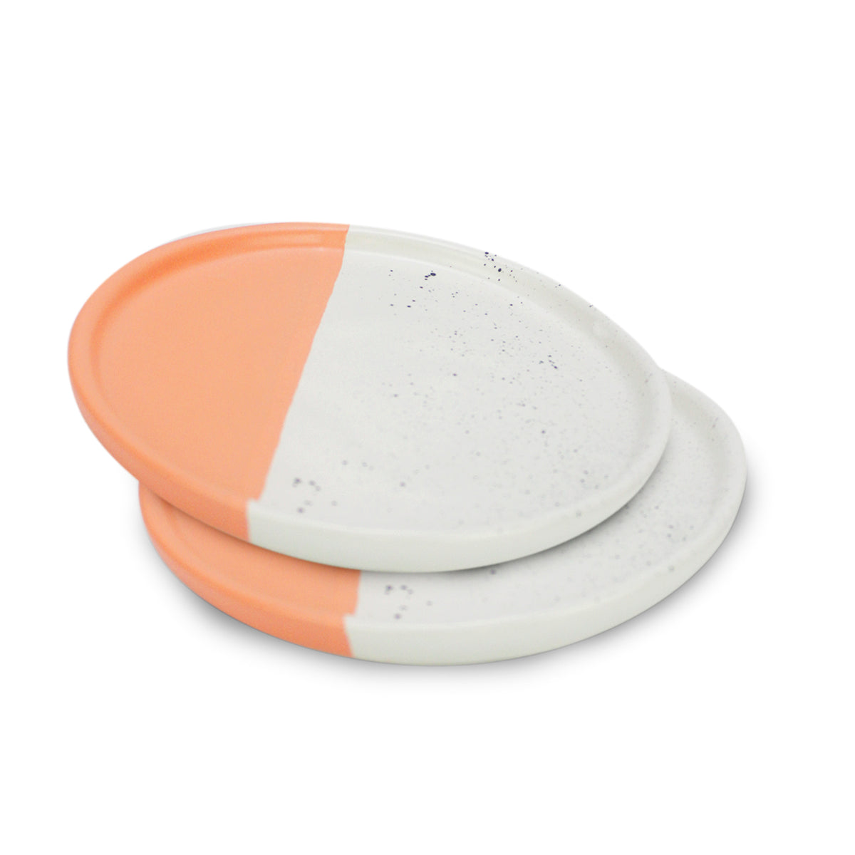 roro 7-Inch Ceramic Appetizer Plate Set of 2, Two-Tone White and Salmo