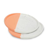 roro 7-Inch Ceramic Appetizer Plate Set of 2, Two-Tone White and Salmon Orange