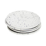 roro Ceramic Canape Plates, Set of 4, Matte White with Dark Speckles, Handmade, Hand-Glazed, Non-Toxic, 5 Inches Wide