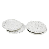 roro Ceramic Canape Plates, Set of 4, Matte White with Dark Speckles, Handmade, Hand-Glazed, Non-Toxic, 5 Inches Wide