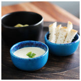 roro Ceramic Stoneware Hand-Molded Coral Beach Blue Speckled Spotted Dipping Bowls (Sauce x 4)