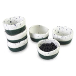 roro Ceramic Pinch Bowl, Two Tone Glossy Green and White with Dark Speckles, Set of 6 – Small Dipping Bowls for Spices, Condiments, and Finger Foods