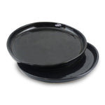 roro Ceramic Stoneware Hand-Molded Modern Glossy Black Appetizer Plates Set of 2, 7 Inch