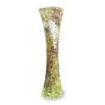 roro Handmade Ceramic Hourglass Vase with Moss Accents, 10 Inches High