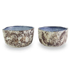 roro 4-Inch Rustic Coral Ceramic Miso Bowls – Reactive Blue, Hand-Glazed with Textured Coastal Finish, Set of 2