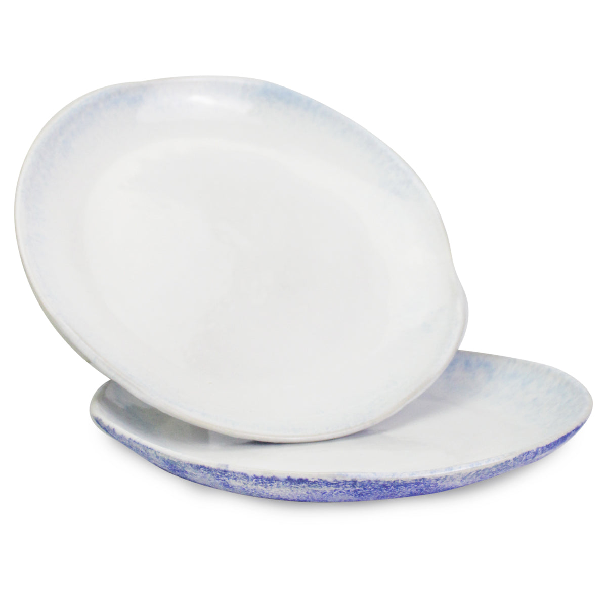 Roro Shell Plate roro 10.5-inch Ceramic Dinner Plate with Rustic Blue Texture and White