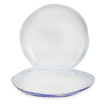 roro 10.5-inch Ceramic Dinner Plate with Rustic Blue Texture and White-Blue Reactive Glaze