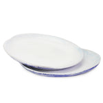 roro 10.5-inch Ceramic Dinner Plate with Rustic Blue Texture and White-Blue Reactive Glaze