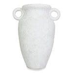 roro Handmade Ceramic Vase, Rustic Ivory-White Prunus Shape with Ear Handles, Medium Standing Vase for Home Decor, 7.5 Inches, Unglazed Bottom