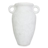 roro Handmade Ceramic Vase, Rustic Ivory-White Prunus Shape with Ear Handles, Medium Standing Vase for Home Decor, 7.5 Inches, Unglazed Bottom