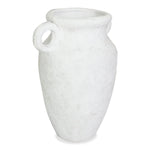 roro Handmade Ceramic Vase, Rustic Ivory-White Prunus Shape with Ear Handles, Medium Standing Vase for Home Decor, 7.5 Inches, Unglazed Bottom