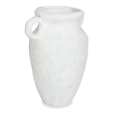 roro Handmade Ceramic Vase, Rustic Ivory-White Prunus Shape with Ear Handles, Medium Standing Vase for Home Decor, 7.5 Inches, Unglazed Bottom