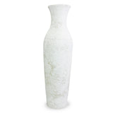 roro Handmade Rustic 12-inch Rustic White Classic Antique Ceramic Tall Vase - Timeless Elegance for Your Home Decor