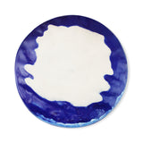 roro Hand-Molded Reactive Blue Wavetop Rustic Plate - Set of 2, 11 Inch Ceramic Stoneware with Glossy Finish