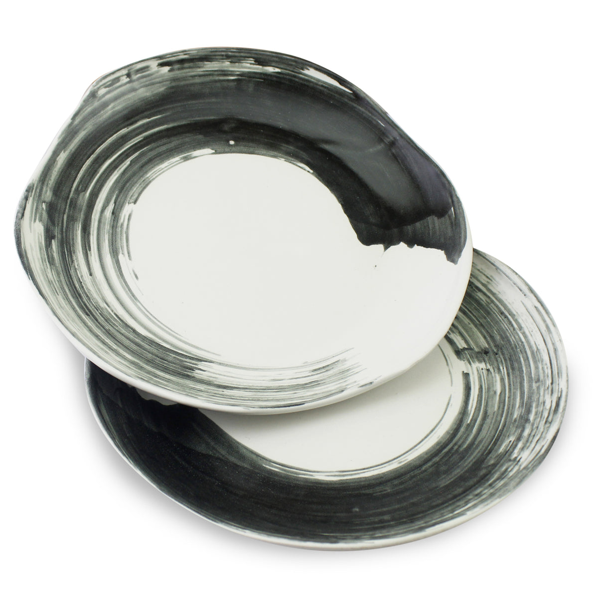 Roro Shell Plate roro Contemporary Stoneware - Hand-Thrown Drip Paint Dinner Plate, 11