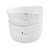 roro Handcrafted 4.5" Ceramic Miso | Rice Bowls, Set of 2 - White Matte Speckled Stoneware - Perfect for Soups