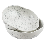 roro Handmade Speckled Ceramic Pasta Bowls Set of 2 in Lunar Speckled White - 8" Hand-Molded Modern Rustic Minimalist | Microwave, Oven & Dishwasher Safe | Ideal for Pasta, Dinner, Salads