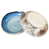 roro 8 Inch Handmade Coral Ceramic Stoneware Bowls Set of 2 - Rustic Charm, Tropical Style, Coral Blue with Rustic Textured Finish, Serving Bowls for Beach