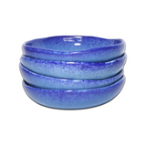 5 Inch Handmade Ceramic Small Bowl, Blue Coral, Set of 4