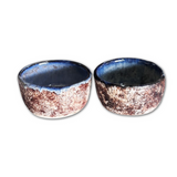 roro Reactive Rough Edge Ceramic Sauce Bowl, Blue Celadon, 2.5 Inch, Round, Rustic Asian Style, Set of 2