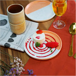 roro 7-Inch Ceramic Appetizer Plate Set of 2, Two-Tone White and Salmon Orange